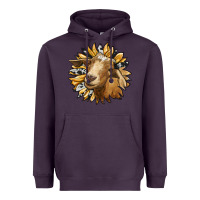 Plum sunflower with goat Heavyweight Hoodie - RanaPortraitStore