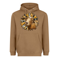 Toasted Coconut sunflower with goat Heavyweight Hoodie - RanaPortraitStore