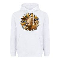 White sunflower with goat Heavyweight Hoodie - RanaPortraitStore