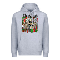Heather Grey christmas vibes skeleton Premium Hoodie - Jasminsmagicworld