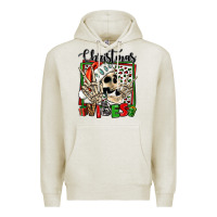 Oatmeal Heather christmas vibes skeleton Premium Hoodie - Jasminsmagicworld