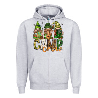 Heather Grey camp crew with gnomies Zipper Hoodie - texasbilliewilder