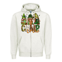 Oatmeal Heather camp crew with gnomies Zipper Hoodie - texasbilliewilder