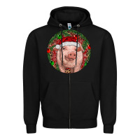Black Pig Christmas Zipper Hoodie - RanaPortraitStore