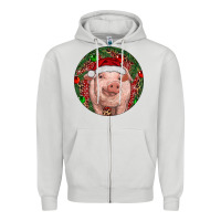 Dove Grey Pig Christmas Zipper Hoodie - RanaPortraitStore