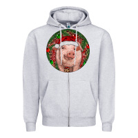 Heather Grey Pig Christmas Zipper Hoodie - RanaPortraitStore
