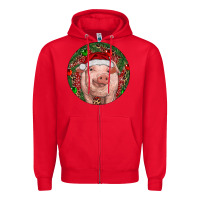 Red Pig Christmas Zipper Hoodie - RanaPortraitStore