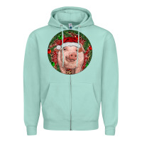 Seafoam Pig Christmas Zipper Hoodie - RanaPortraitStore
