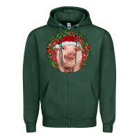 Sports Green Pig Christmas Zipper Hoodie - RanaPortraitStore