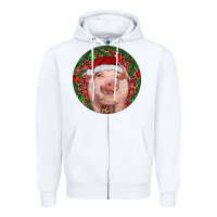 White Pig Christmas Zipper Hoodie - RanaPortraitStore