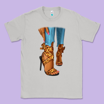 Leopard Heels Black Fashion Girl Classic Tee Designed By Ranaportraitstore