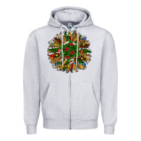 Heather Grey Leopard Christmas Sunflower Zipper Hoodie - RanaPortraitStore