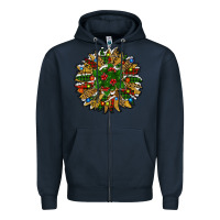 Navy Leopard Christmas Sunflower Zipper Hoodie - RanaPortraitStore