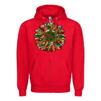 Red Leopard Christmas Sunflower Zipper Hoodie - RanaPortraitStore