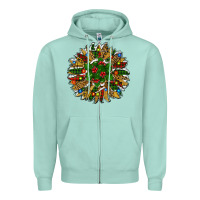 Seafoam Leopard Christmas Sunflower Zipper Hoodie - RanaPortraitStore