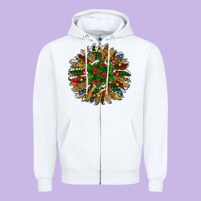 Zipper Hoodie Leopard Christmas Sunflower