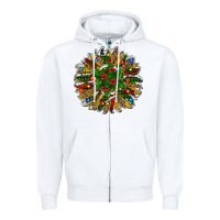 White Leopard Christmas Sunflower Zipper Hoodie - RanaPortraitStore