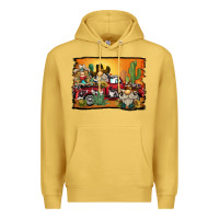 Antique Gold western truck cowboy gnome background Premium Hoodie - BarkalooDesign