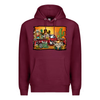 Burgundy western truck cowboy gnome background Premium Hoodie - BarkalooDesign