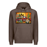 Coffee western truck cowboy gnome background Premium Hoodie - BarkalooDesign