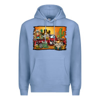 Colony Blue western truck cowboy gnome background Premium Hoodie - BarkalooDesign