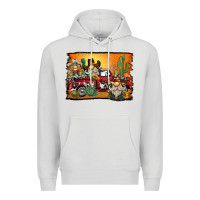 Dove Grey western truck cowboy gnome background Premium Hoodie - BarkalooDesign