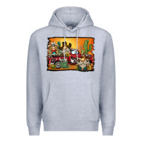 Heather Grey western truck cowboy gnome background Premium Hoodie - BarkalooDesign