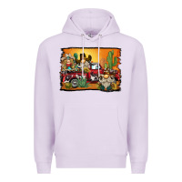 Lilac western truck cowboy gnome background Premium Hoodie - BarkalooDesign