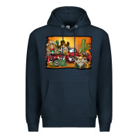 Navy western truck cowboy gnome background Premium Hoodie - BarkalooDesign
