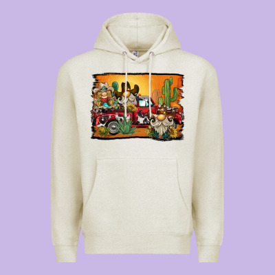 Western Truck Cowboy Gnome Background Premium Hoodie Designed By Barkaloodesign