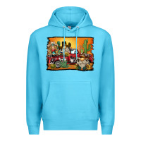 Ocean Blue western truck cowboy gnome background Premium Hoodie - BarkalooDesign