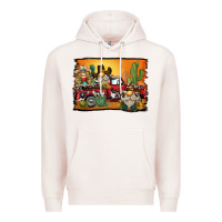 Pale Pink western truck cowboy gnome background Premium Hoodie - BarkalooDesign
