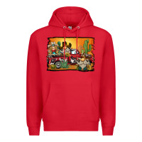 Red western truck cowboy gnome background Premium Hoodie - BarkalooDesign