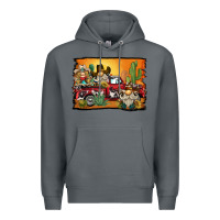 Rock western truck cowboy gnome background Premium Hoodie - BarkalooDesign