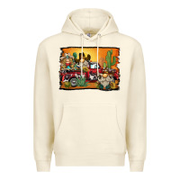 Sandshell western truck cowboy gnome background Premium Hoodie - BarkalooDesign