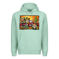 Seafoam western truck cowboy gnome background Premium Hoodie - BarkalooDesign