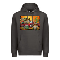 Smoke western truck cowboy gnome background Premium Hoodie - BarkalooDesign