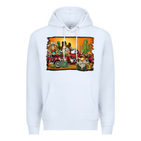White western truck cowboy gnome background Premium Hoodie - BarkalooDesign