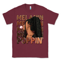 Burgundy Melanin poppin' afro woman Classic Tee - RanaPortraitStore