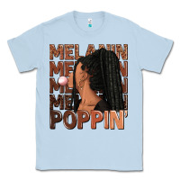 Dusty Blue Melanin poppin' afro woman Classic Tee - RanaPortraitStore