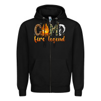 Black camp fire legend with fire Zipper Hoodie - texasbilliewilder