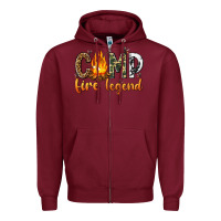 Burgundy camp fire legend with fire Zipper Hoodie - texasbilliewilder