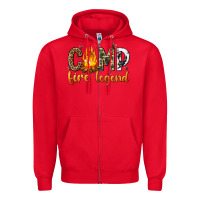Red camp fire legend with fire Zipper Hoodie - texasbilliewilder