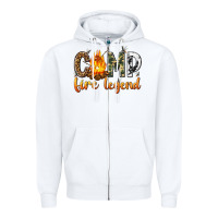 White camp fire legend with fire Zipper Hoodie - texasbilliewilder