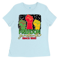 Baby Blue freedom juneteenth since 1865 Ladies Tee - BarkalooDesign