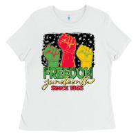 White freedom juneteenth since 1865 Ladies Tee - BarkalooDesign