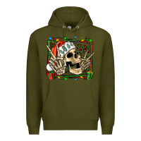Army Green Christmas happy skeleton Premium Hoodie - Jasminsmagicworld