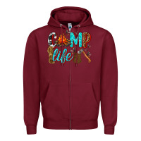 Burgundy camp life Zipper Hoodie - texasbilliewilder