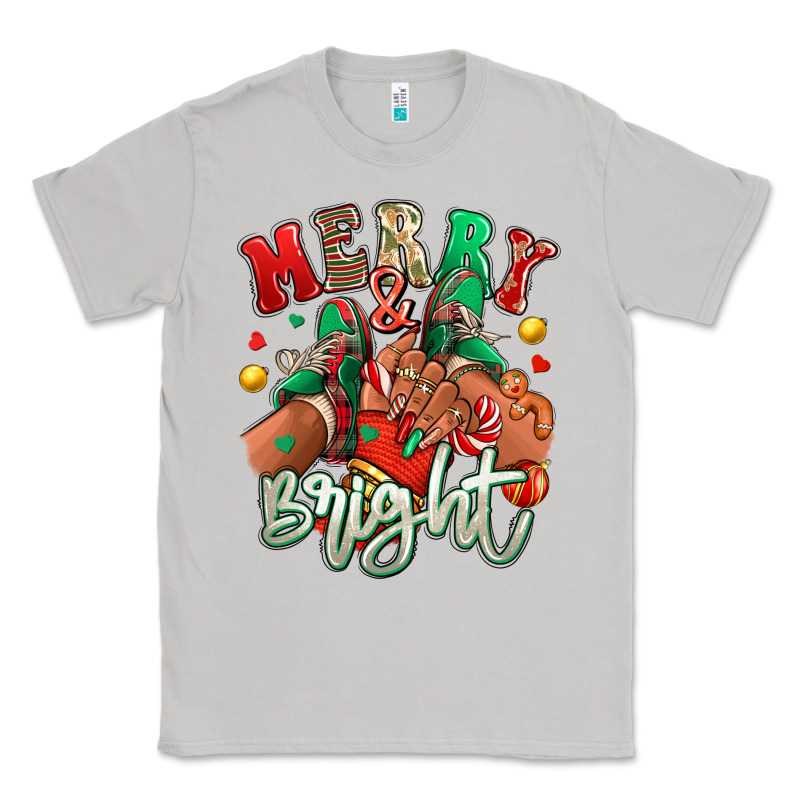 Merry And Bright Black Girl Sneakers Classic Tee by RanaPortraitStore | Teevron