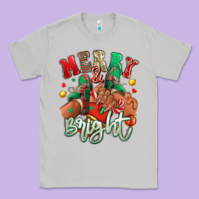 Merry And Bright Black Girl Sneakers Classic Tee Designed By Ranaportraitstore